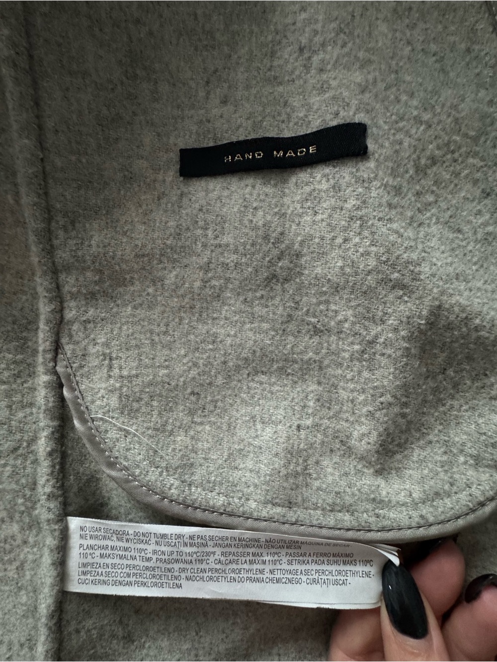 Zara Woman Hand Made Grey Wool Blend Waterfall Wrap Coat XS fit S - Picture 9 of 13